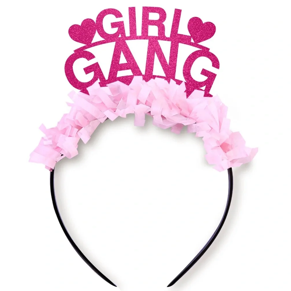 Girl Gang Humorous Funny Pink Crown Bachelorette Party Favor Headband - Picture 2 of 2